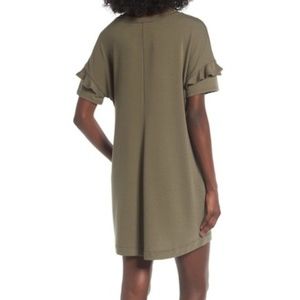 Lush Ruffle Sleeve T-Shirt Dress Olive Small